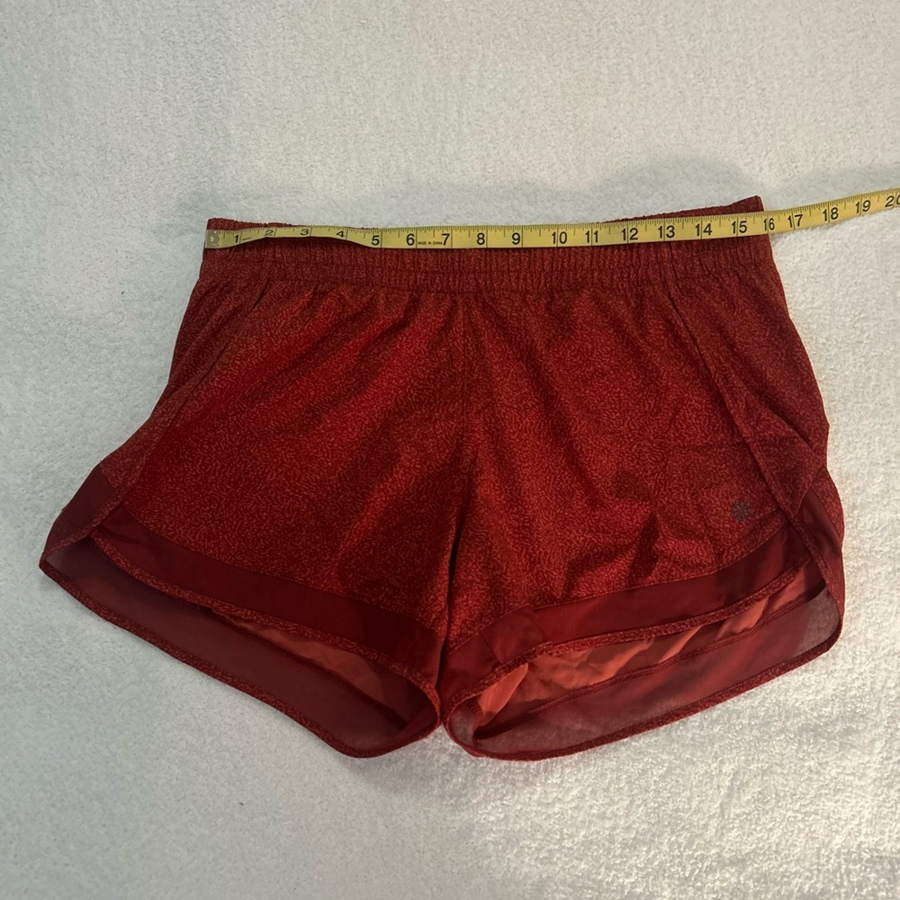 Athleta Mesh Racer Run Shorts Rust Red Speckled Size M